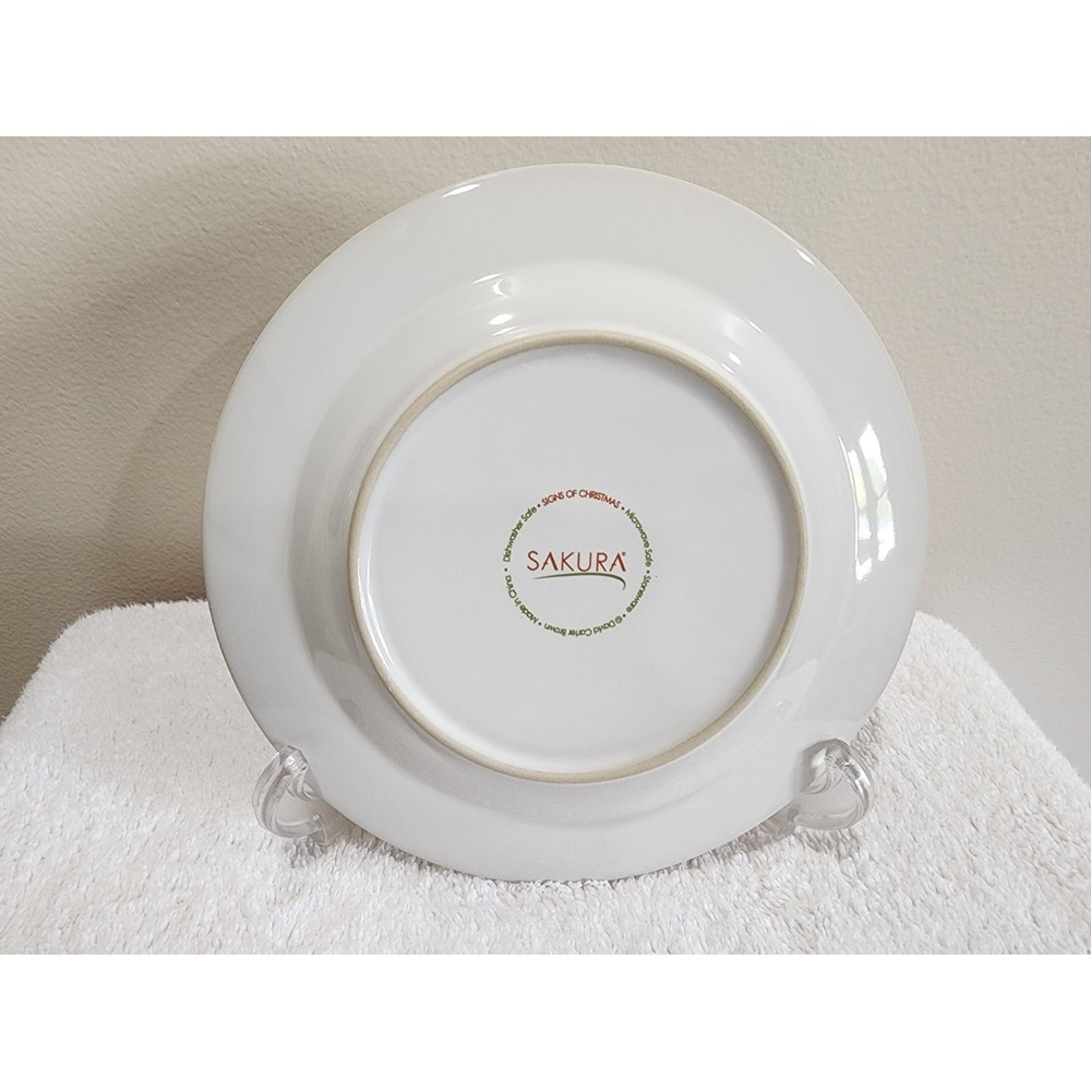 Sakura SIGNS OF CHRISTMAS Sleigh Salad Dessert Plate David Carter Brown 8.25" - Picture 2 of 3